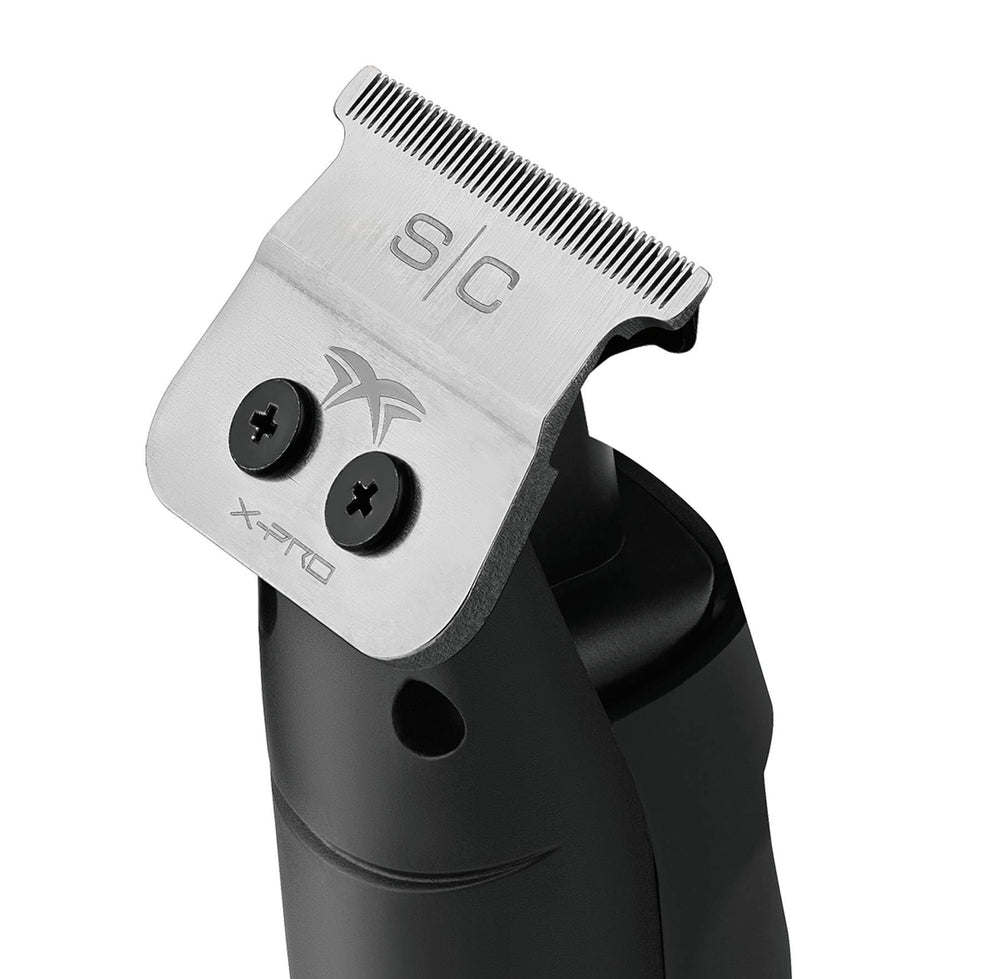 Stylecraft Rebel cordless trimmer zero-gap blade shows closest cut for precise outlining.
