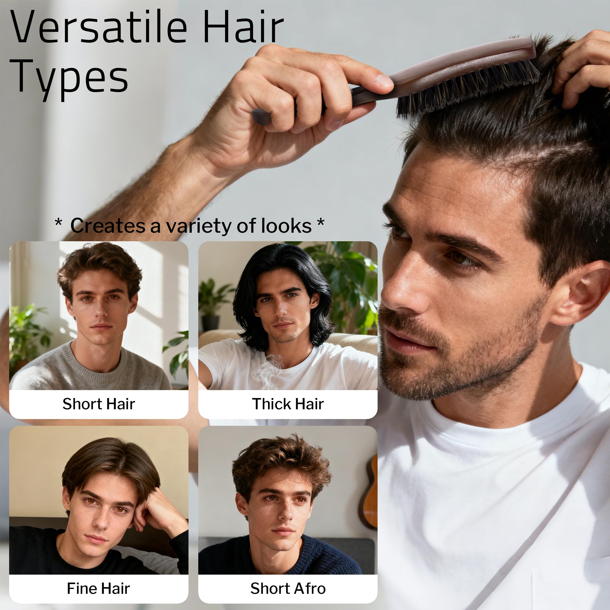 STYLEMATE multi-use brush smooths the beard while distributing oil evenly.