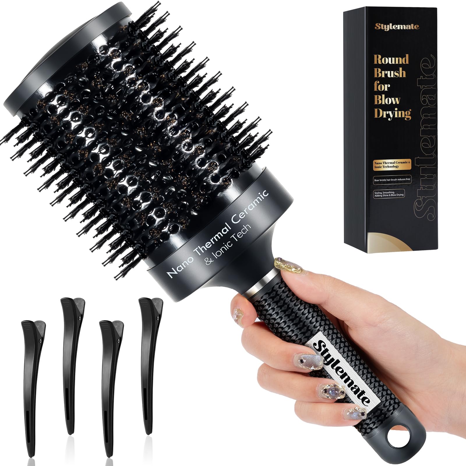 STYLEMATE large round brush with 2.7-inch barrel for smooth blowouts and glossy finishes.