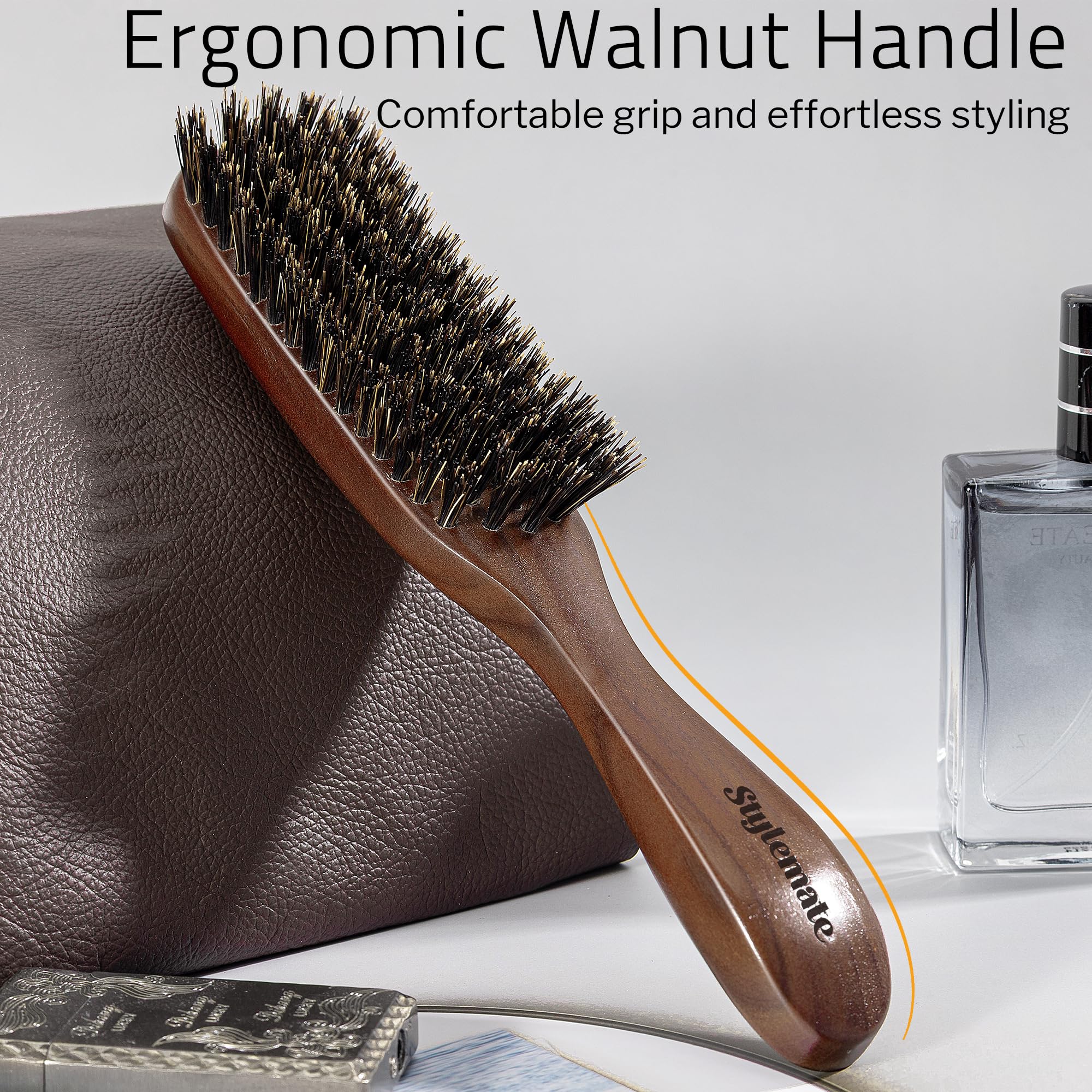 STYLEMATE stiff bristles penetrate coarse hair for controlled styling and frizz reduction.