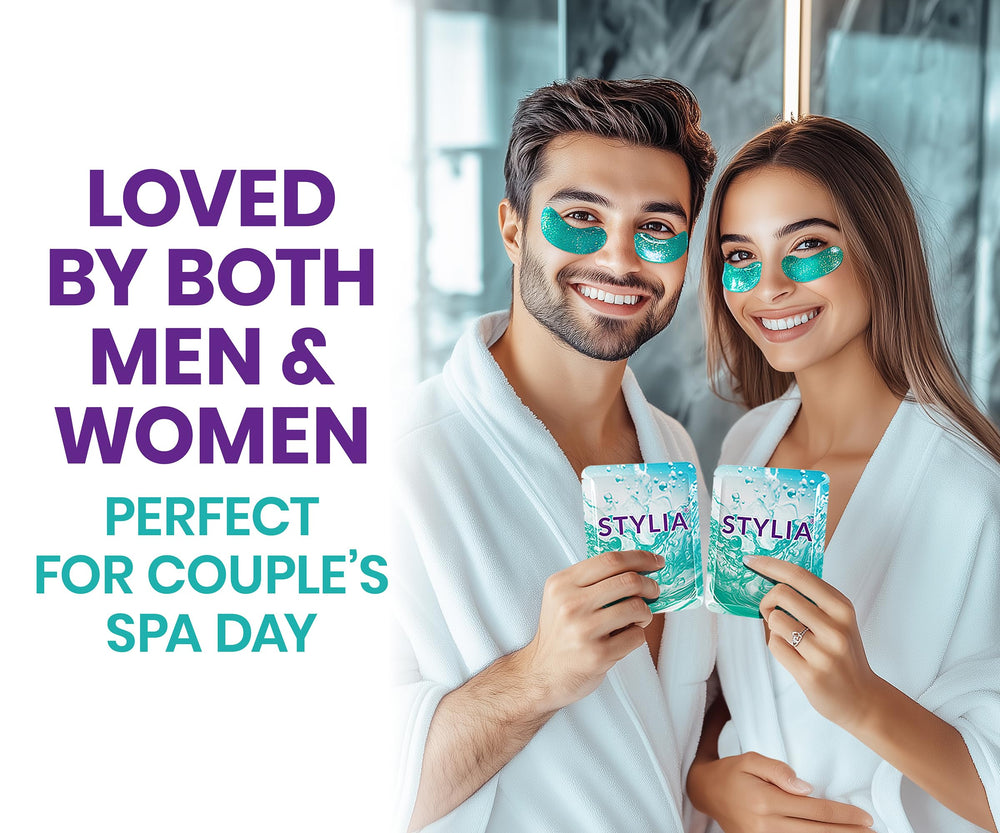 Stylia Under Eye Patches packaging display as a ready-to-use self-care option