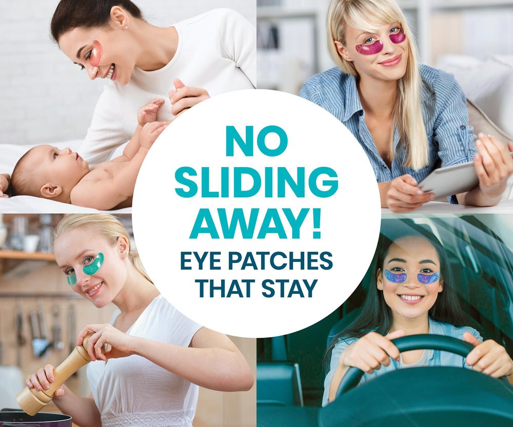 Stylia under-eye patches soothing gel texture delivering deep hydration and depuffing potential.
