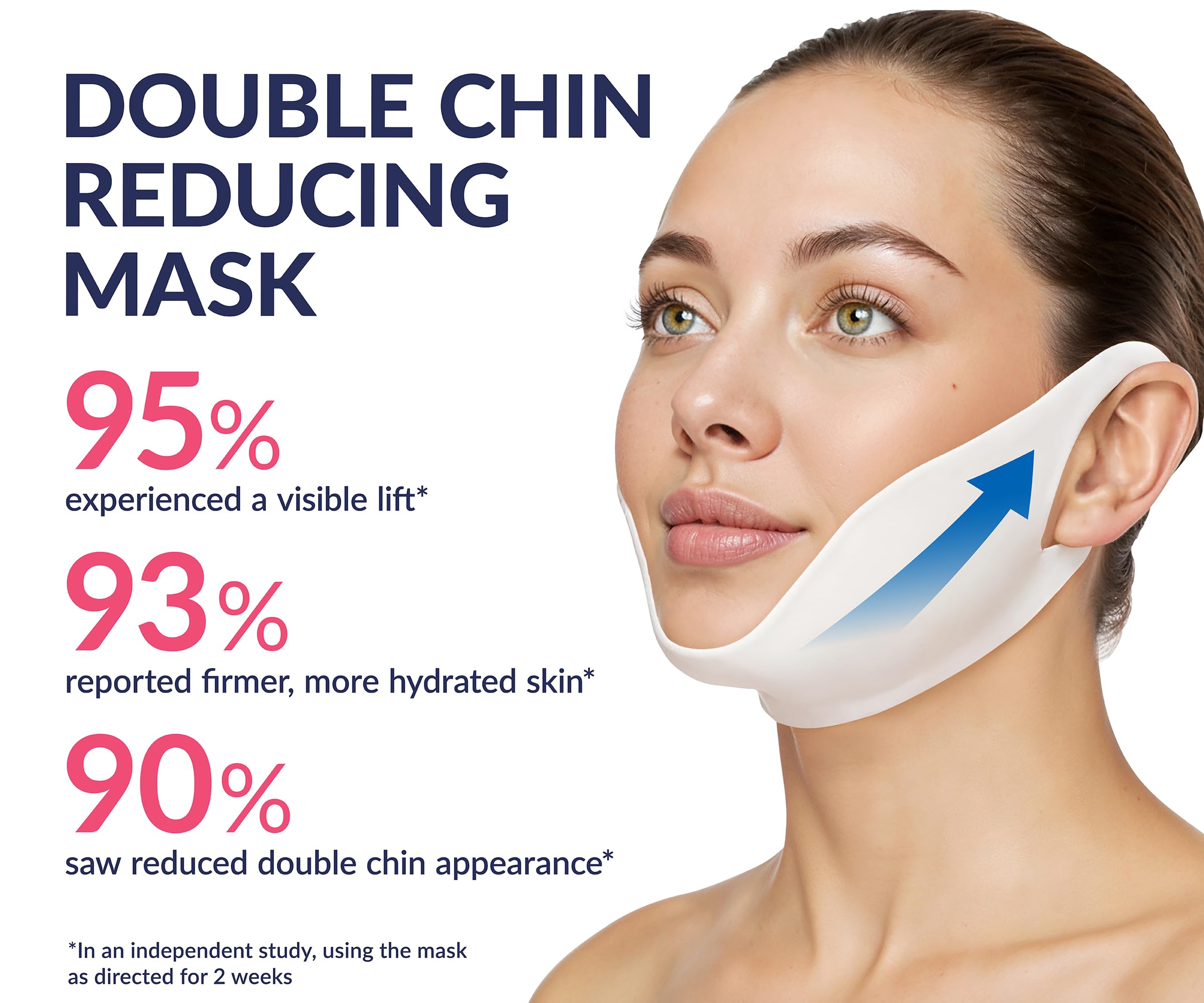 Stylia V Line lifting mask on face demonstrates jawline contouring and neck tightening potential.