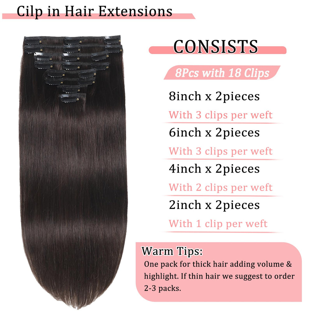 Stylifo real human hair clip-in closeup showing silicone-backed clips for secure attachment.