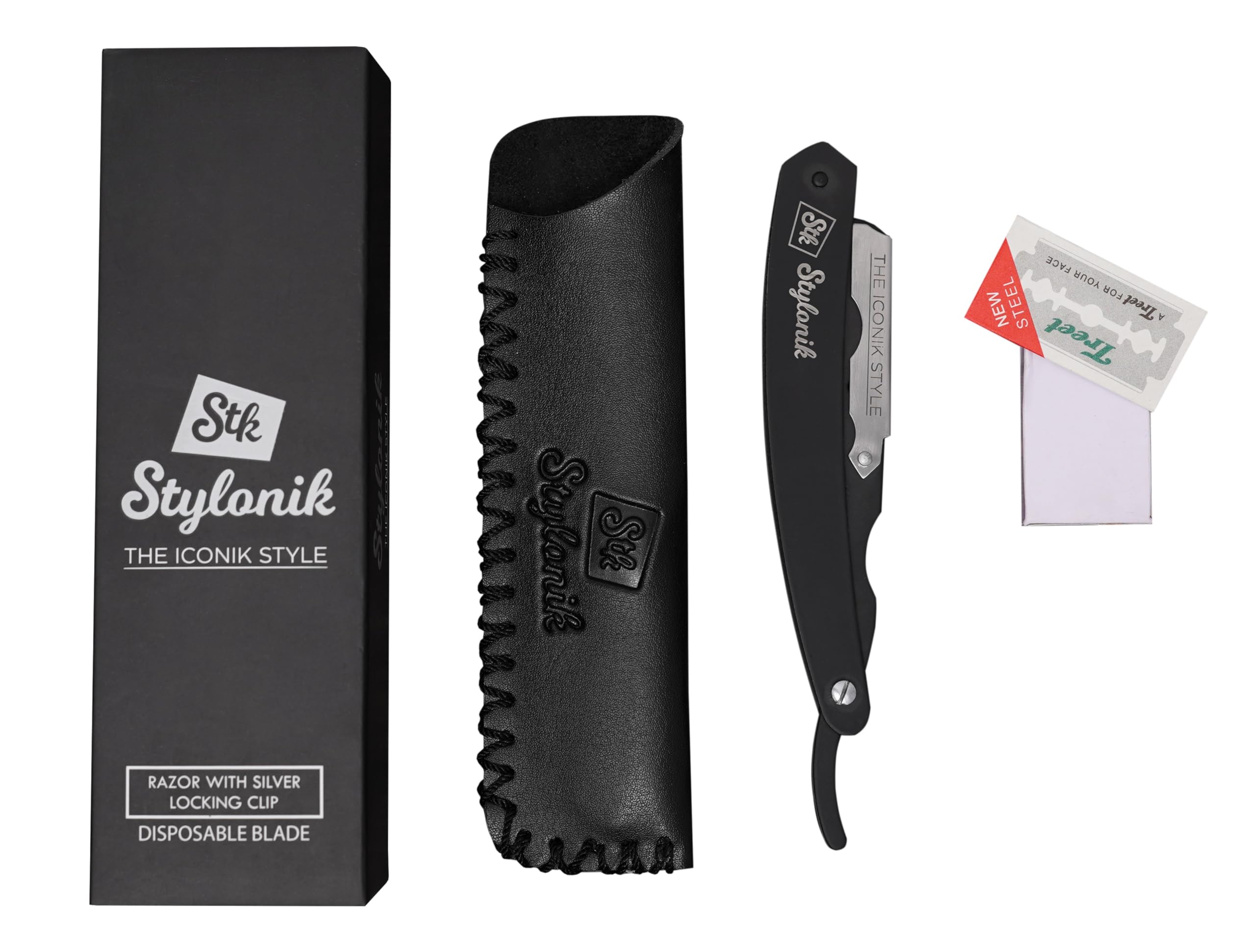 Stylonik precision trim image shows eyebrow and beard shaping with safety edge