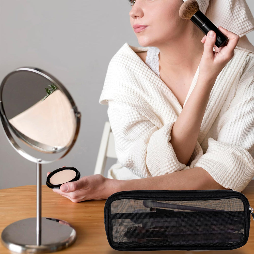 Styquenzer mesh makeup bag 2-pack layout displays compact travel duo.