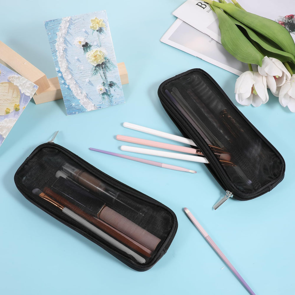 Styquenzer mesh makeup bag material-texture features durable nylon mesh for washable storage.