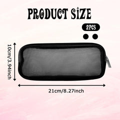 Styquenzer mesh makeup bag zipper detail emphasizes secure closure for safe storage.