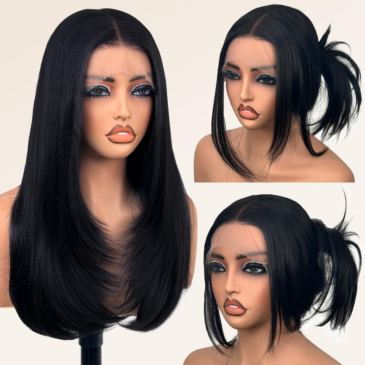 Su Mei.s glueless lace-front wig 26inch front view for natural part and quick wear
