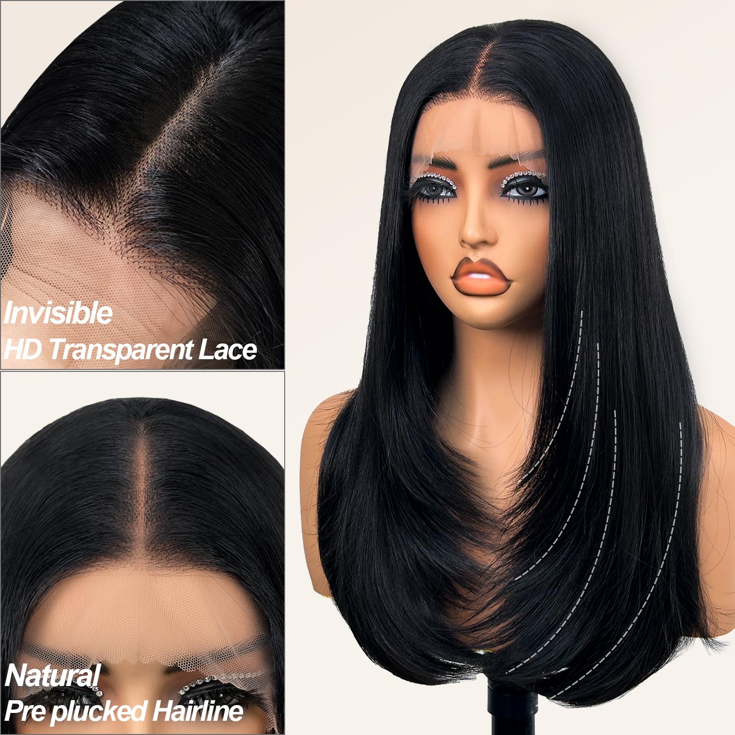 Su Mei.s glueless lace-front wig 26inch side view shows secure fit for daily styling