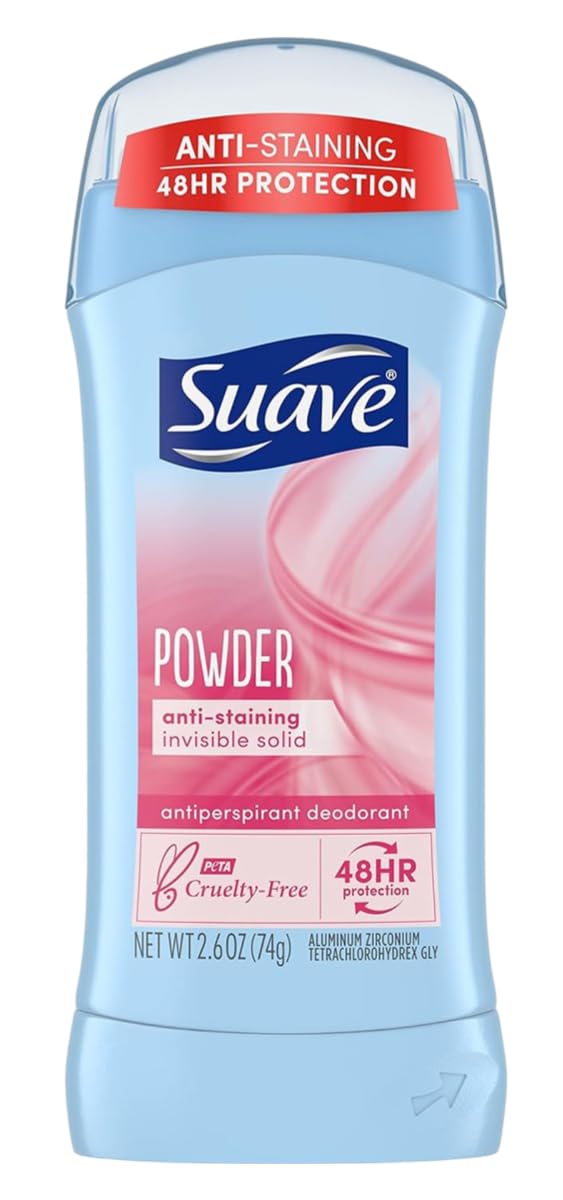 Suave invisible solid deodorant pack6 box back view for everyday odor protection