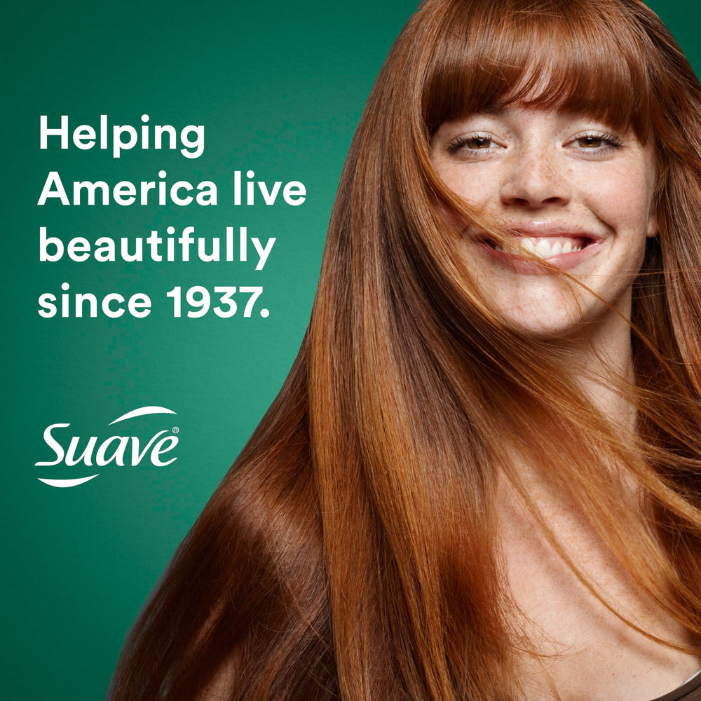 Suave almond-shea ingredients graphic focusing on natural almond oil and shea butter.
