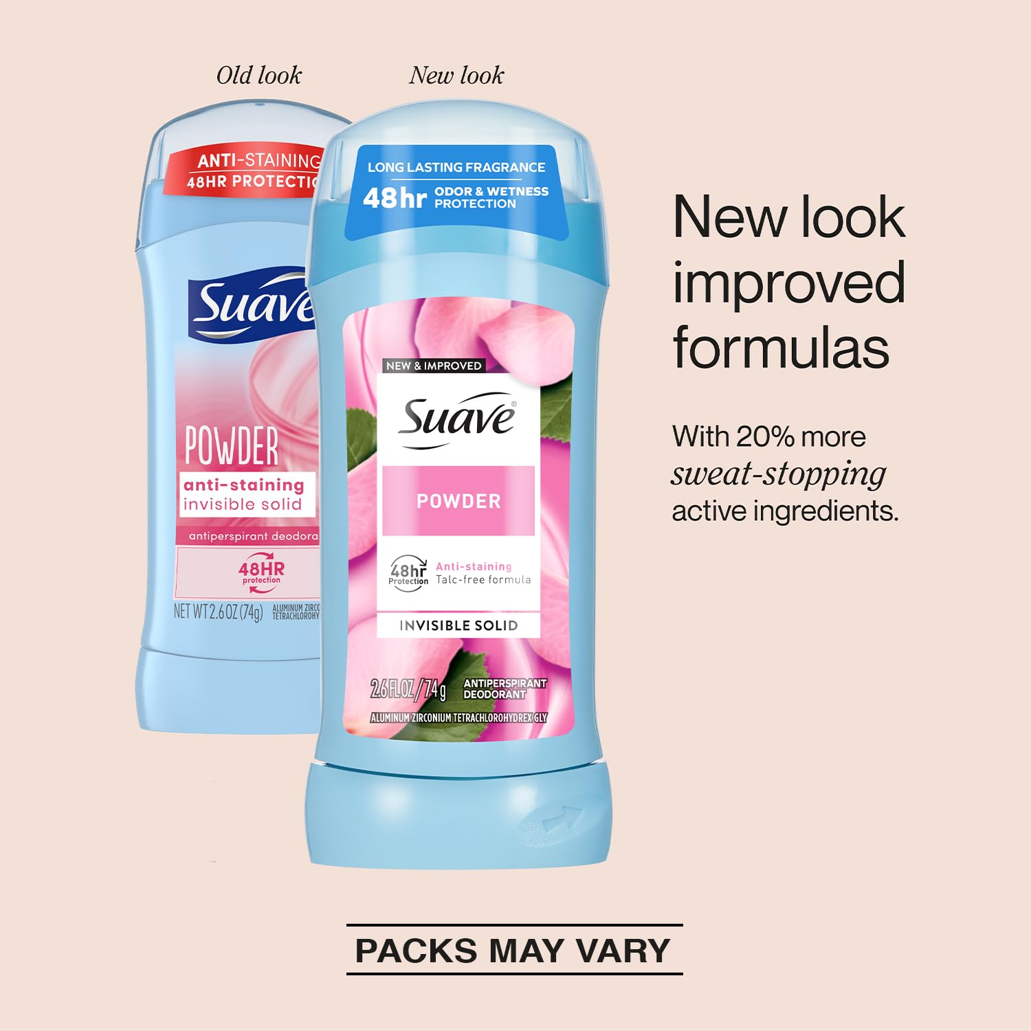 Suave women's deodorant powder stick ready for daily application.