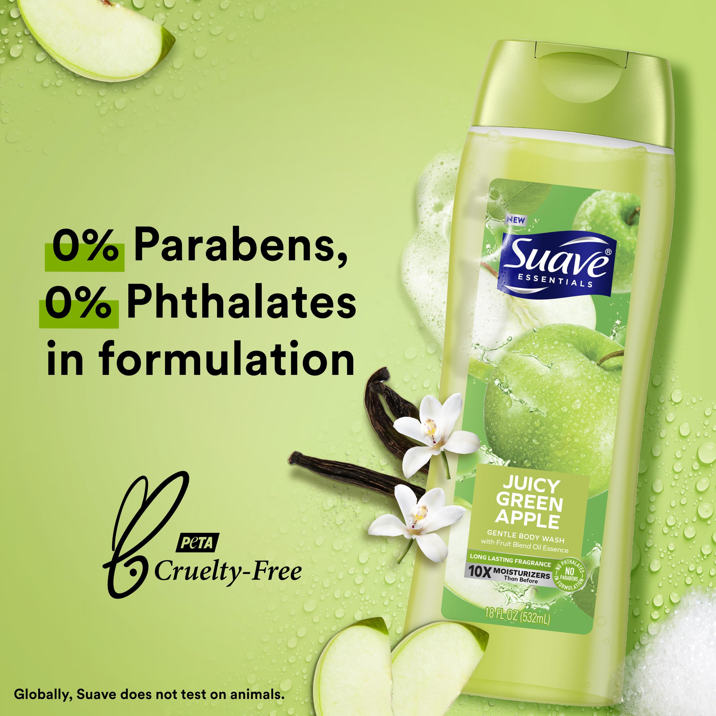 Suave Orchard Apple scent bottle with crisp vanilla notes