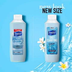 Suave Clarifying Shampoo foamy lather—gentle buildup removal for refreshed hair.