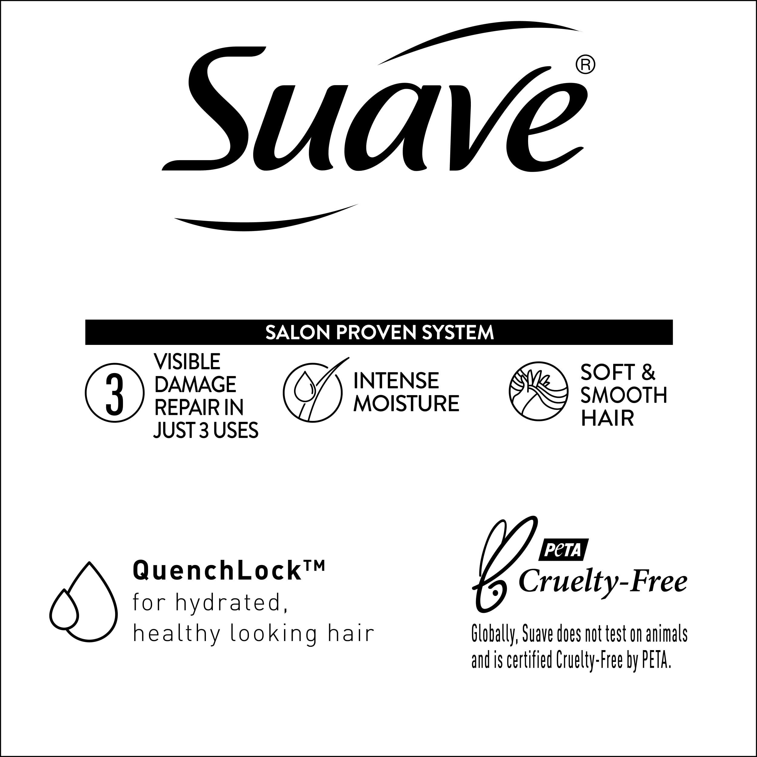 Creamy lather from Suave Coconut Oil Infusion shampoo smooths hair.