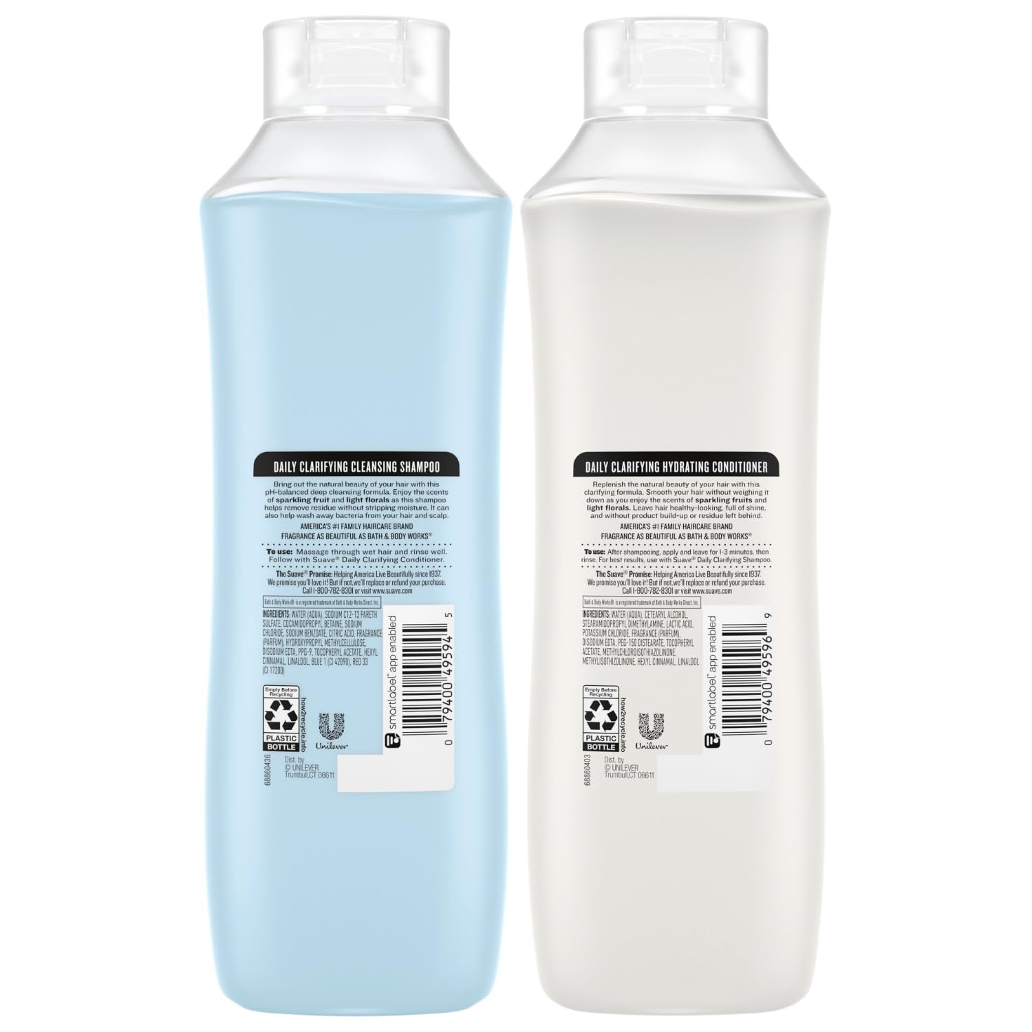 Suave conditioner end smoothing close-up; helps soften and smooth hair ends.