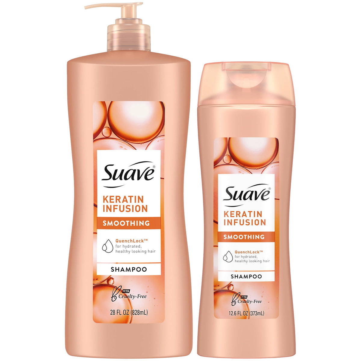 Suave Keratin Infusion Shampoo bundle bottles show two sizes for versatile daily use and frizz control