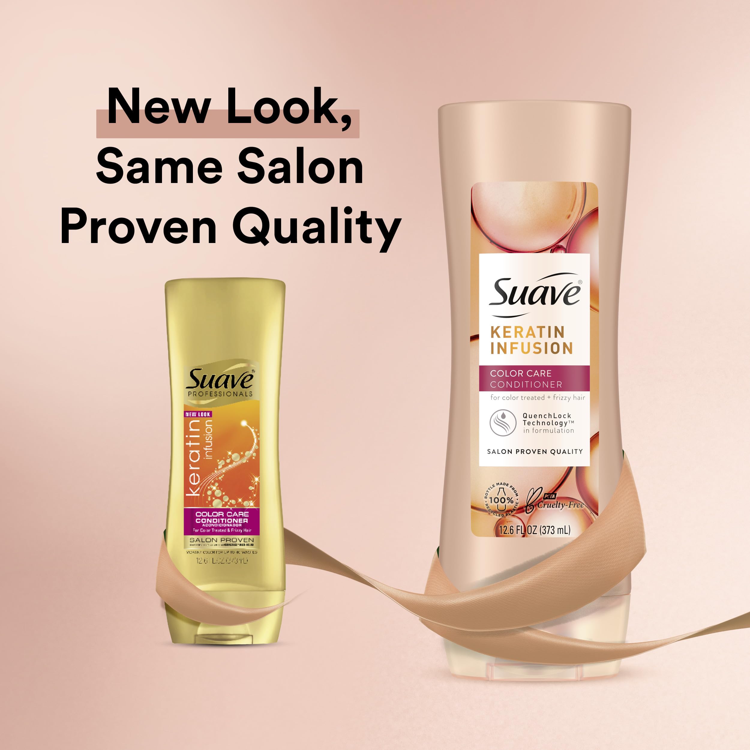 Suave Keratin Infusion shampoo lather close-up highlighting lightweight hydration for color-treated hair.