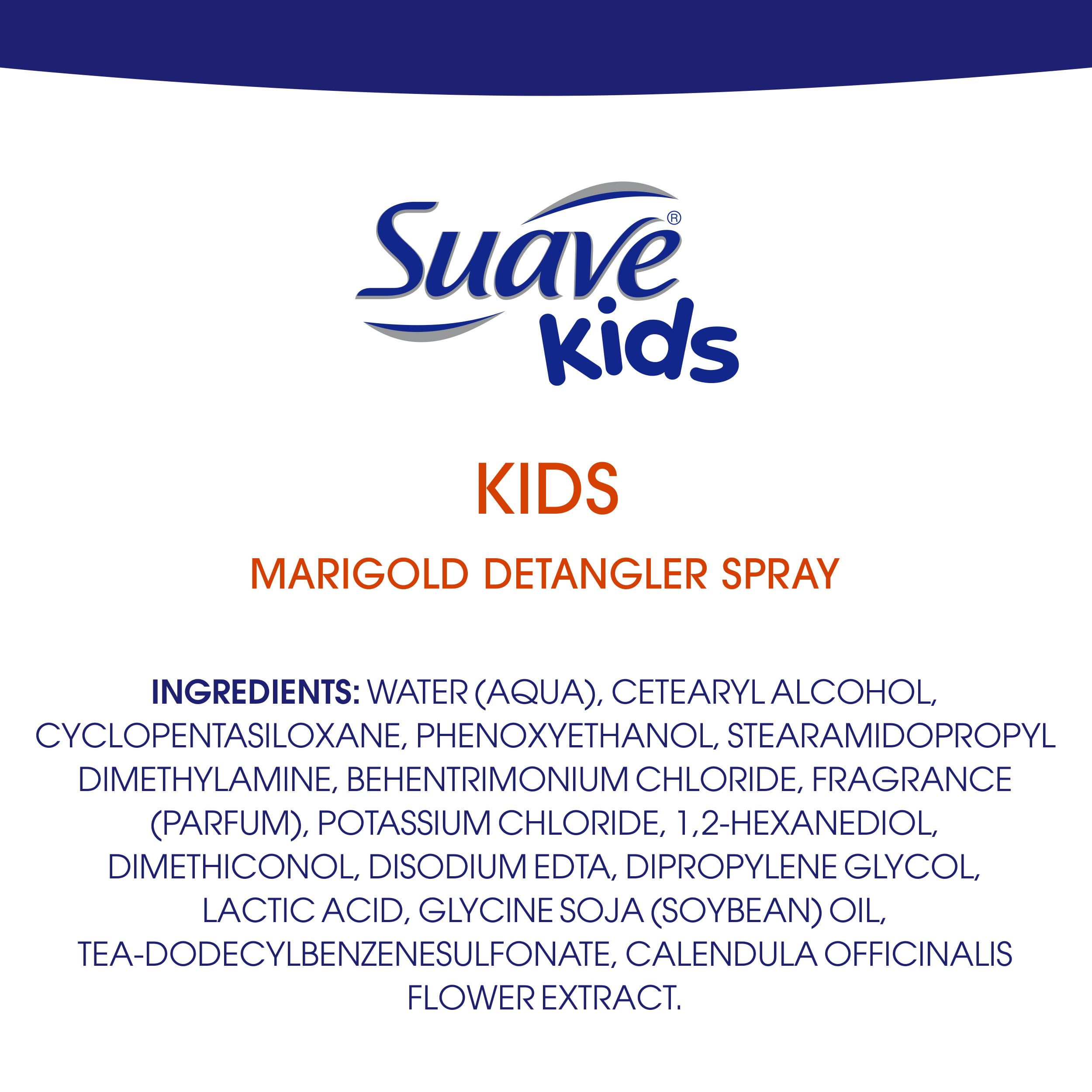 Suave Kids routine shot featuring marigold ingredient in detangler