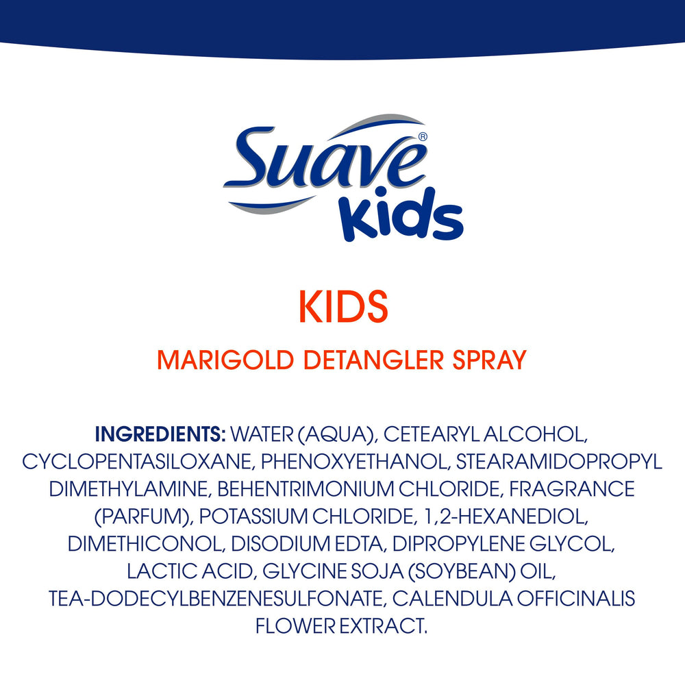 Suave Kids routine shot featuring marigold ingredient in detangler