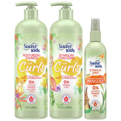 Suave Kids shampoo bottle showing curls-friendly formula for gentle cleansing of curly hair
