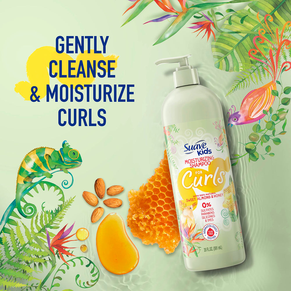 Suave Kids tear-free shampoo label indicating safe for sensitive eyes