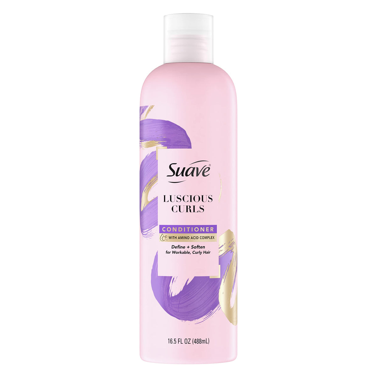 Suave Luscious Curls Conditioner bottle pour shows detangling for curly hair