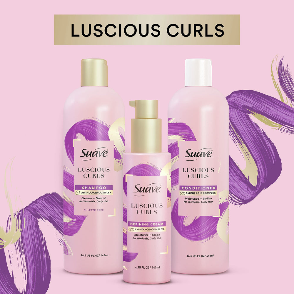 Suave Luscious Curls Conditioner shine on waves highlights healthy, hydrated curls