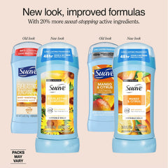 Suave Mango & Citrus deodorant stick offering refreshing everyday freshness.