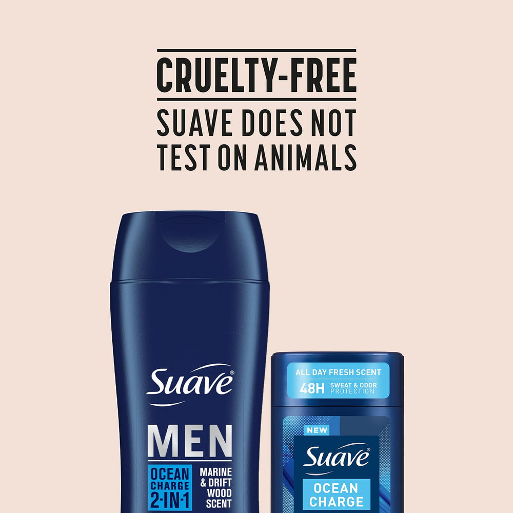 Suave Men Ocean Charge scent driftwood marine closeup conveys invigorating aroma