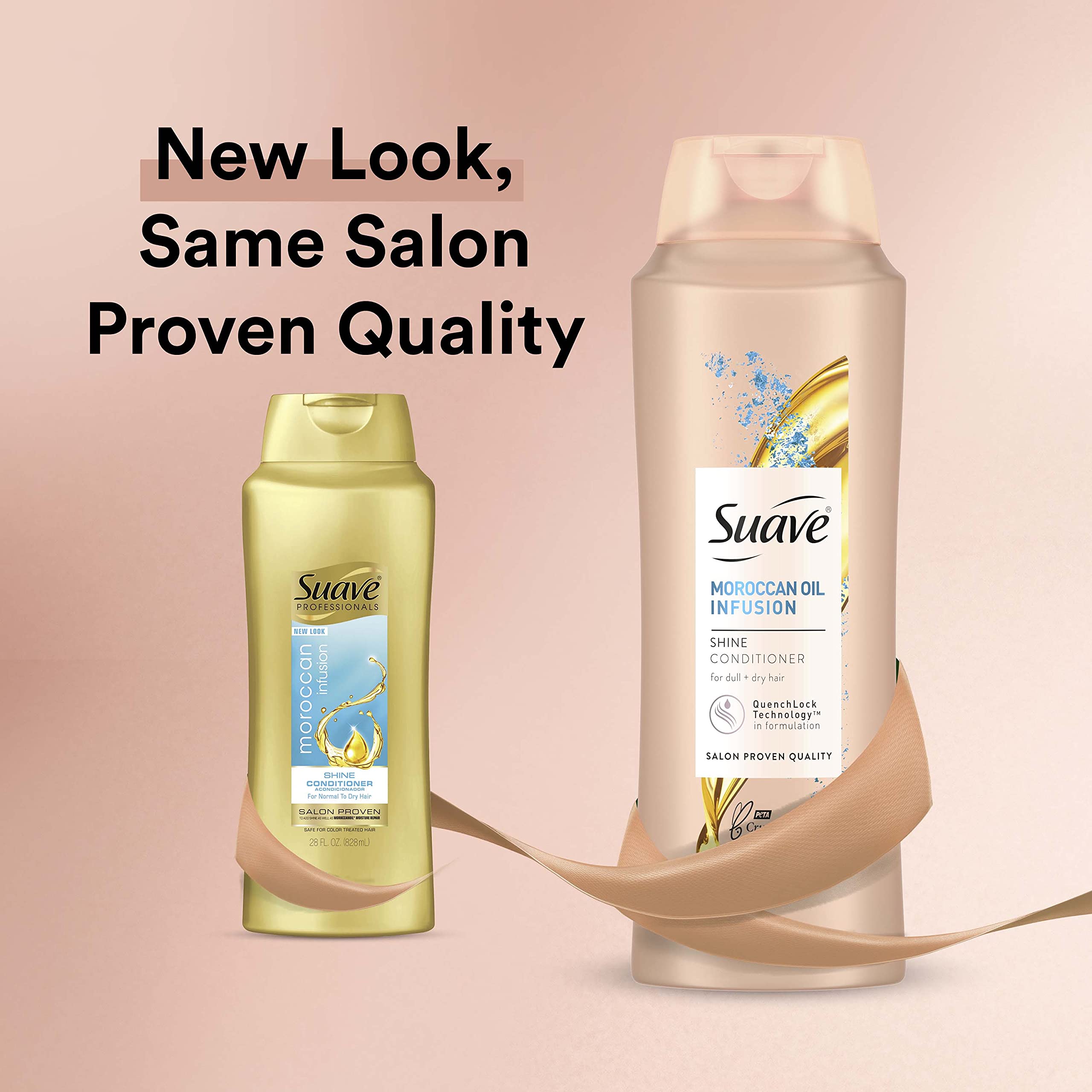 Applying Suave Moroccan Infusion conditioner to damp hair.
