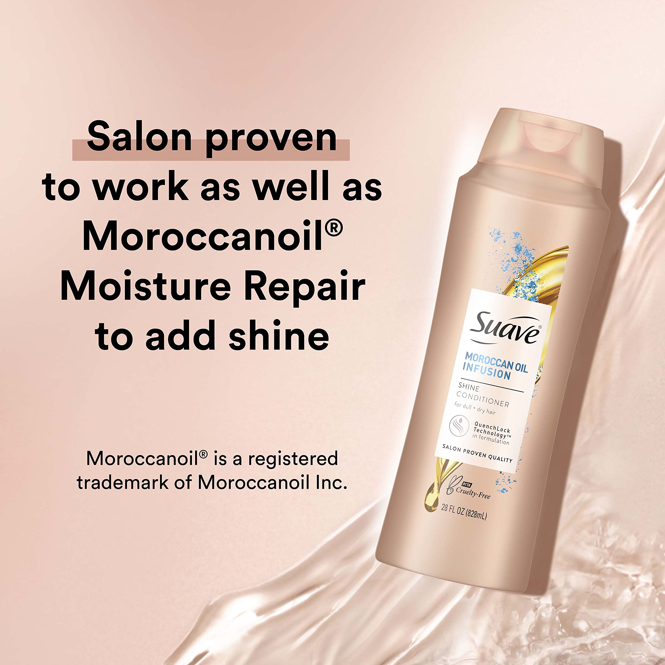 Glossy hair after using Suave Moroccan Infusion conditioner.