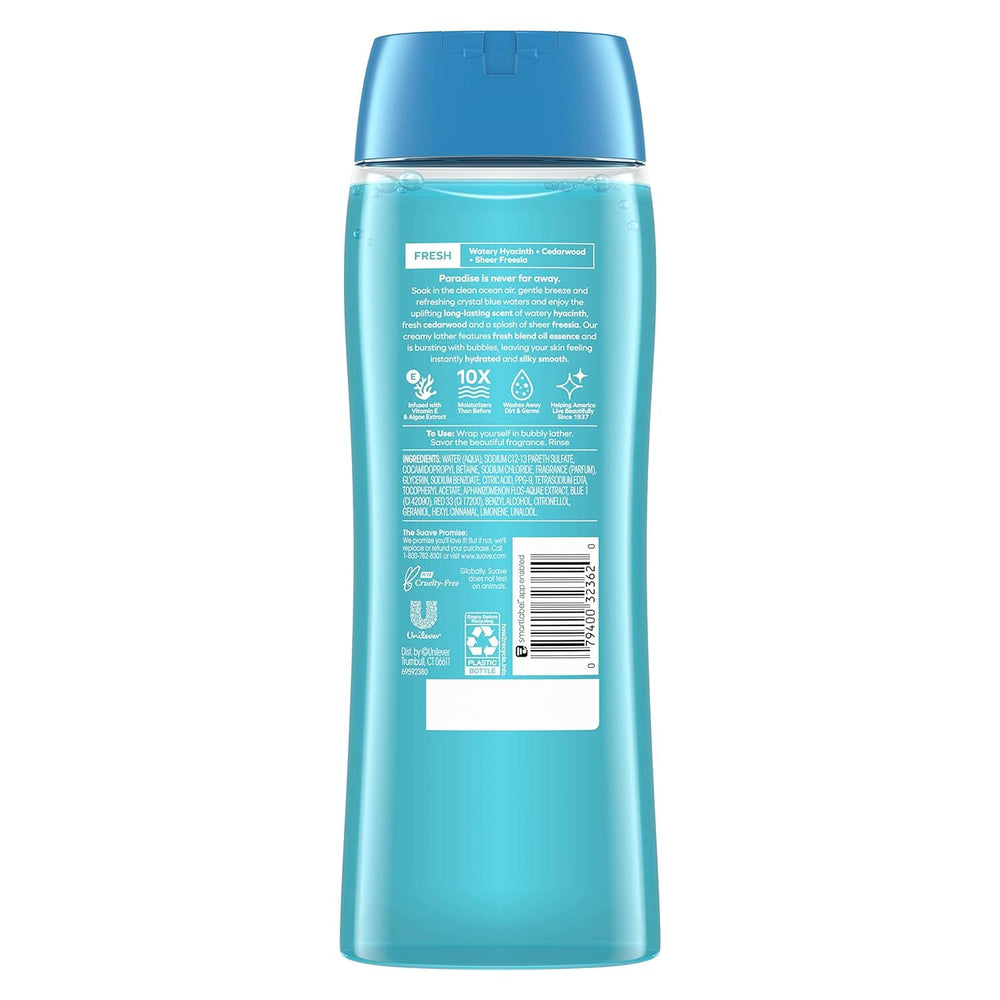 Suave Ocean Breeze bottle shows Vitamin E for conditioning and softness