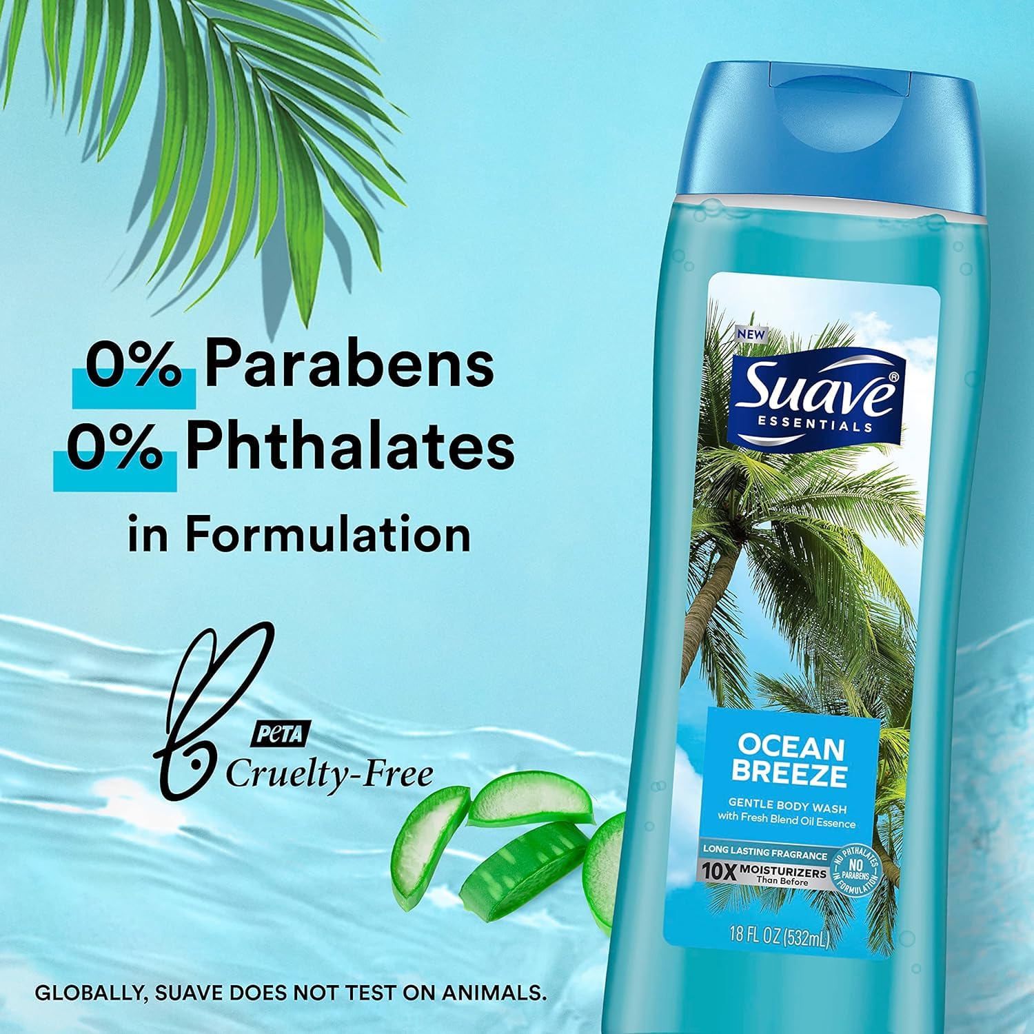 Cruelty-free by PETA badge on Suave Ocean Breeze packaging