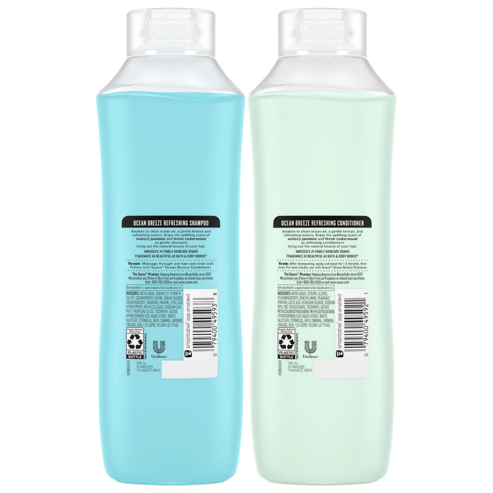 Suave Ocean Breeze fragrance notes swirl evokes seaside freshness during showers.