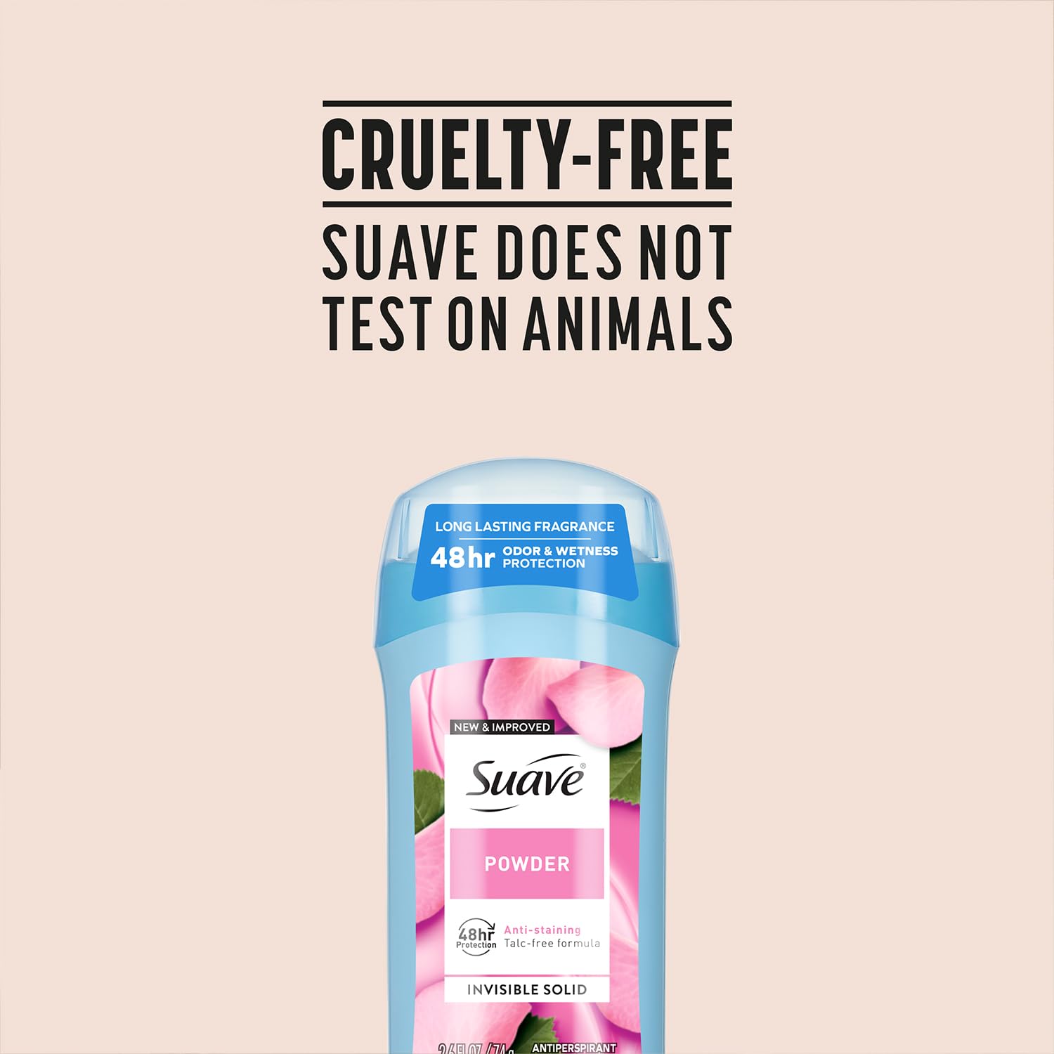 Suave powder fragrance close-up for long-lasting freshness.