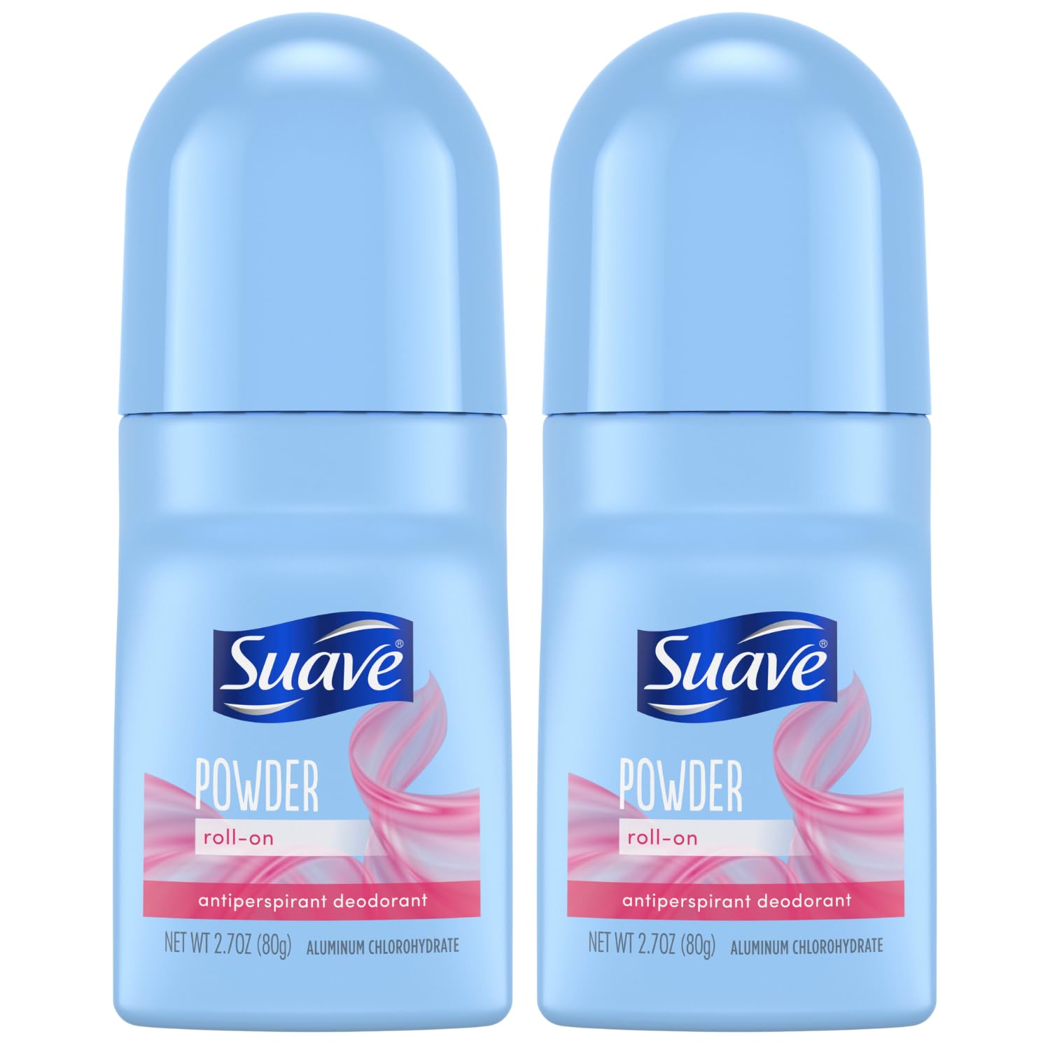 Suave Powder Roll-On Deodorant bottle showing 24-hour protection feature