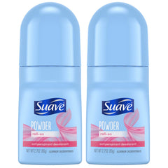 Suave Powder Roll-On Deodorant bottle showing 24-hour protection feature