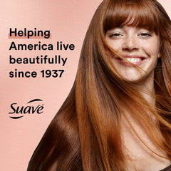 Suave Professionals Collagen Infusion shampoo root-volume close-up shows volumized strands
