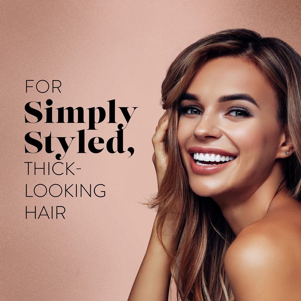 Suave Simply Styled cream texture swirl shows thickening formula.