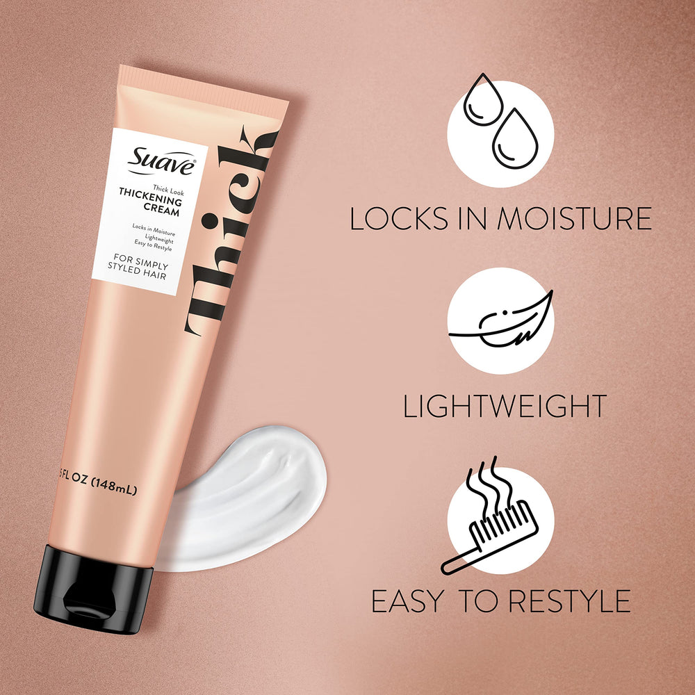 Suave Simply Styled heat-protectant cream shields hair during styling.