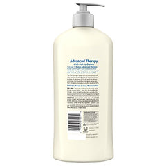 Suave Skin Solutions Advanced Therapy label closeup highlighting dermatologist-tested formula