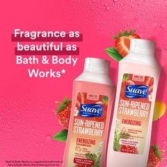 Suave Sun-Ripened Strawberry Conditioner bottle—for smoother, frizz-free hair.