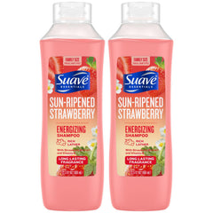 Suave Sun-Ripened Strawberry shampoo bottle for refreshing cleanse.