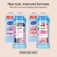 Suave Sweet Pea Violet pack-front shows a versatile 4-pack for home or travel