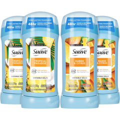Suave Tropical Paradise antiperspirant bottle for everyday freshness.