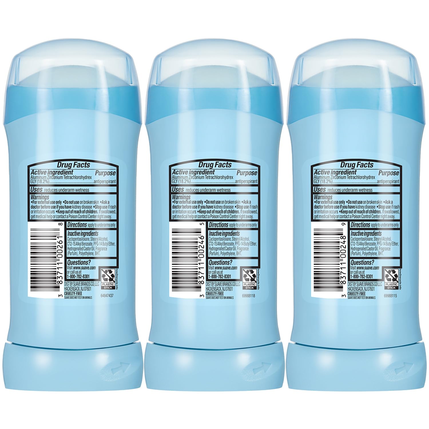 Display of Suave Variety Pack with three scents on packaging.