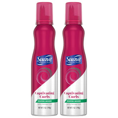 Suave Whipped Mousse bottle shows captivating curls with soft, natural definition.