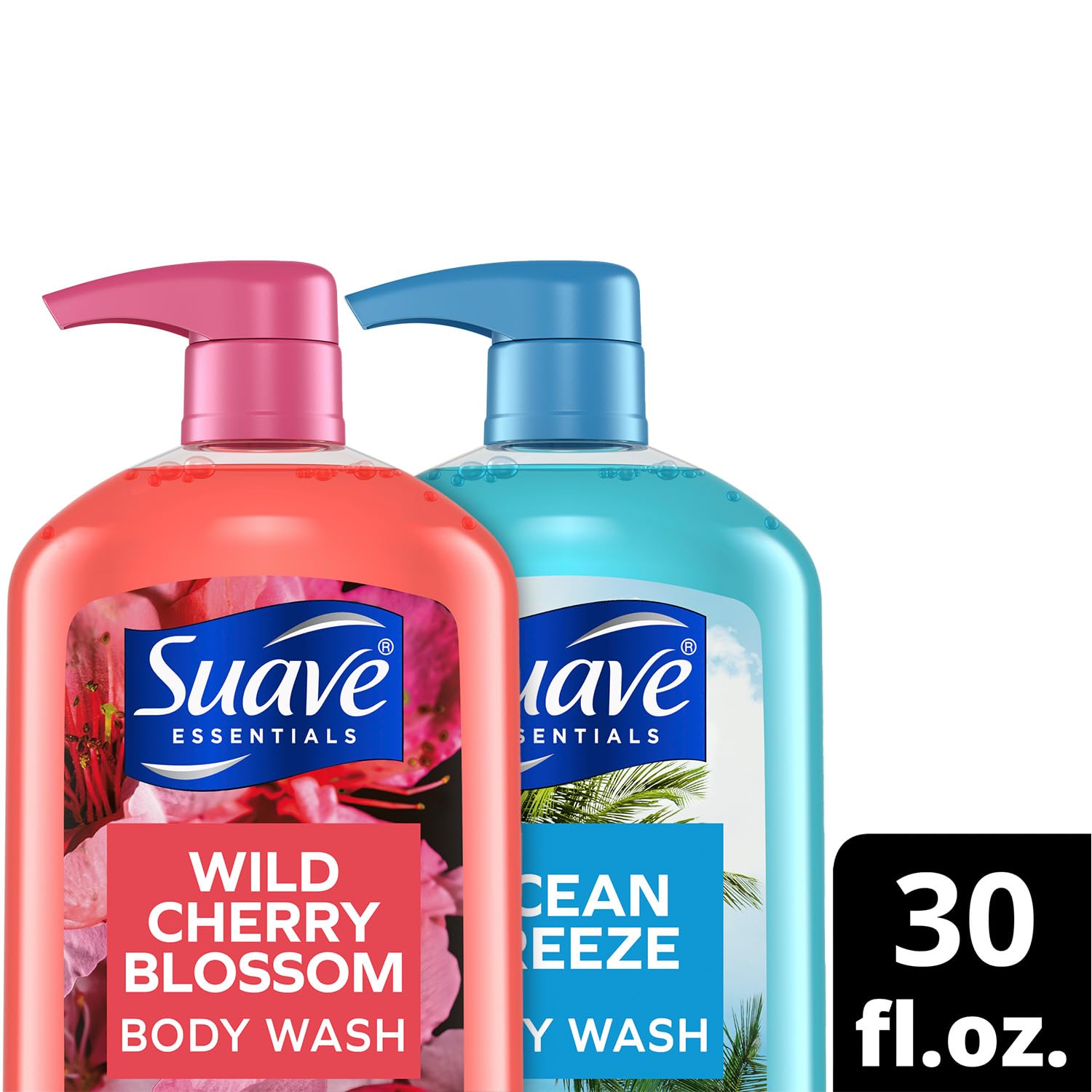 Suave Wild Cherry Blossom bubbles close up for pampered bath time